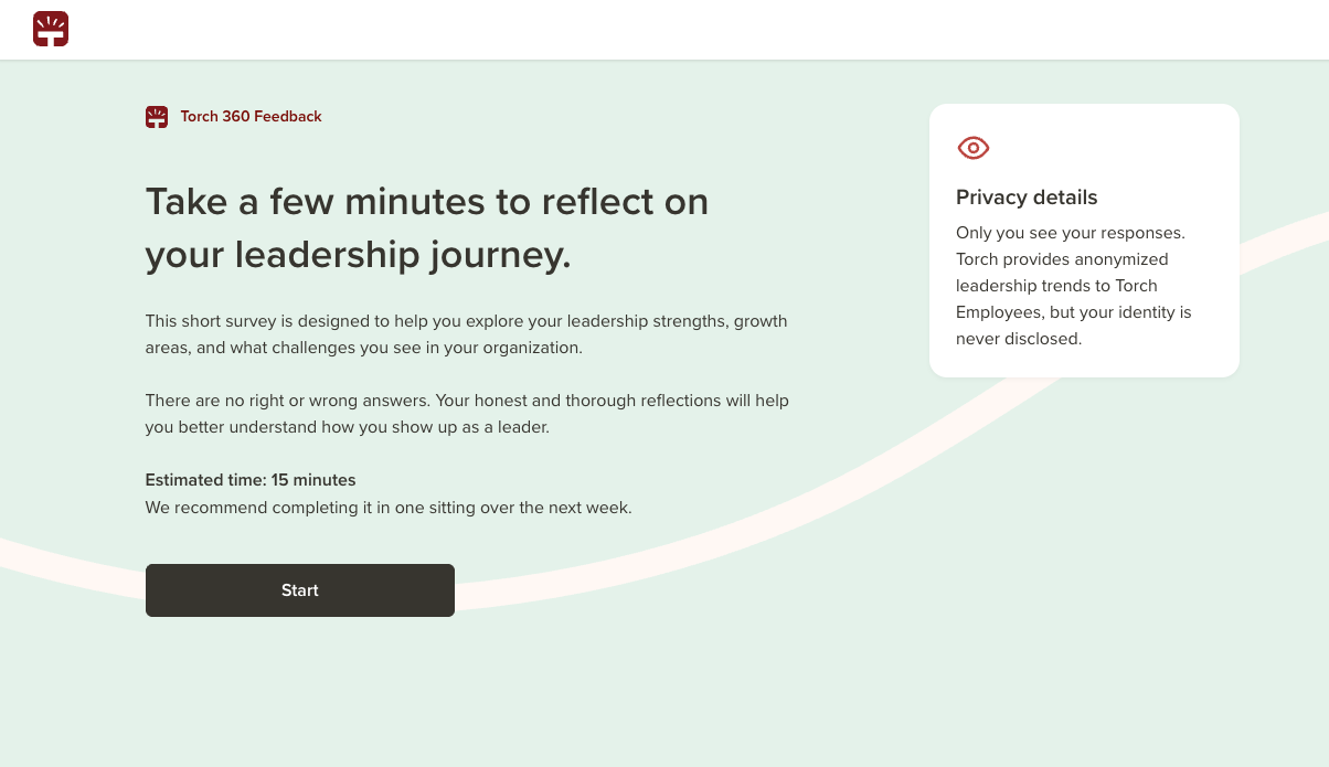 360 Feedback survey for reflecting on leadership journey and providing feedback.